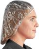 Clear Polyethylene Caps 21". Pack of 100 Polyethylene Bouffant Caps 0.75 mil. Hair Covers with Elastic Stretch Band. Disposable Flame Resistant Hair H