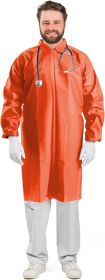 Red Lab Coat Unisex Disposable Polyethylene Labcoat XL size Liquid-Proof Workwear Non-Woven Visitor Coat PE Coated Industrial Grade Coats for Men Wome