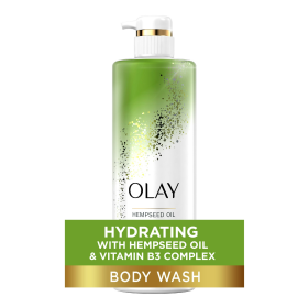 Olay Hydrating Body Wash with Hempseed Oil and Vitamin B3 Complex, for All Skin Types, 20 oz - Olay