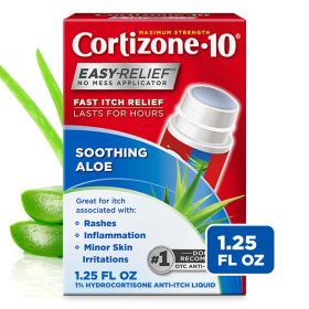 Cortizone-10 Maximum Strength 1% Hydrocortisone with Aloe Anti-Itch Liquid No Mess Applicator 1.25oz - Cortizone 10