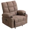 Vanbow.Recliner Chair Massage Heating sofa with USB and side pocket 2 Cup Holders (Brown) - as Pic