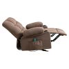 Vanbow.Recliner Chair Massage Heating sofa with USB and side pocket 2 Cup Holders (Brown) - as Pic