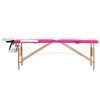 Foldable Massage Table 2 Zones Wood White and Pink - White