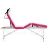 4-Zone Foldable Massage Table Aluminum White and Pink - White