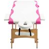 Foldable Massage Table 2 Zones Wood White and Pink - White