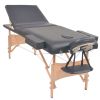 3-Zone Folding Massage Table 3.9" Thick Black - Black