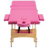 Foldable Massage Table 3 Zones Wood Pink - Pink