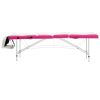 4-Zone Foldable Massage Table Aluminum White and Pink - White