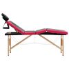 Foldable Massage Table 4 Zones Wood Black and Pink - Black