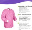 Disposable Shirts. Pack of 10 Pink Disposable Lab Jackets X-Large. 45 GSM SMS Hip Length Medical Scrubs with Knit Cuffs and Collar. 3 Pockets; Non-ste