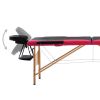 Foldable Massage Table 2 Zones Wood Black and Pink - Black