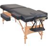 2-Zone Folding Massage Table and Stool Set 3.9" Thick Black - Black