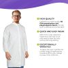 White Static Dissipative Lab Coats. Pack of 10 Barrier Large Medical Frocks. 60 GSM Blend of Polyethylene and Polypropylene Fabric Disposable Gowns wi