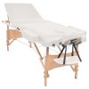 3-Zone Folding Massage Table and Stool Set 3.9" Thick White - White