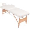 2-Zone Folding Massage Table and Stool Set 3.9" Thick White - White