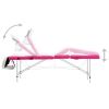 4-Zone Foldable Massage Table Aluminum White and Pink - White