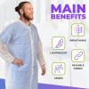 Disposable Lab Coat Medium. White Adult Lab Coat Disposable Unisex 30 gsm Polypropylene Isolation Gowns with 4 Snaps; Elastic Wrists. Non-Sterile Medi