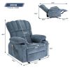 Vanbow.Recliner Chair Massage Heating sofa with USB and side pocket 2 Cup Holders (Blue) - as Pic