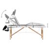 Foldable Massage Table 4 Zones Wood Black and White - Black