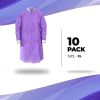 Disposable Lab Coats. Pack of 10 Purple SMS Lab Coats X-Large. 45 GSM Unisex Lab Coats with Hook and Loop Front; Long Sleeves; Knit Cuffs; 3 Pockets.