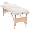 3-Zone Folding Massage Table and Stool Set 3.9" Thick White - White