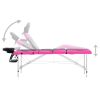 4-Zone Foldable Massage Table Aluminum Black and Pink - Black