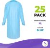 Disposable Isolation Gowns 45". Pack of 25 Blue Disposable Gowns X-Large. Ppe Gown; CPE Medical Gowns with Long Sleeves; Apron-Style Neck. Surgical Go