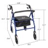 Four Wheel Walker Rollator with Fold Up Removable Back Support YF - Blue