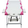 3-Zone Foldable Massage Table Aluminum White and Pink - White