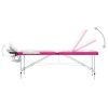 3-Zone Foldable Massage Table Aluminum White and Pink - White