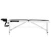 2-Zone Foldable Massage Table Aluminum Black and White - Black