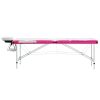 3-Zone Foldable Massage Table Aluminum White and Pink - White