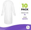 Disposable Isolation Gowns 45". Pack of 10 White Disposable Gowns X-Large. Ppe Gown; CPE Medical Gowns with Long Sleeves; Apron-Style Neck. Surgical G