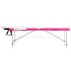 2-Zone Foldable Massage Table Aluminum White and Pink - White