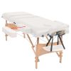 3-Zone Folding Massage Table and Stool Set 3.9" Thick White - White