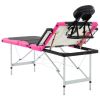 4-Zone Foldable Massage Table Aluminum Black and Pink - Black