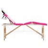 Foldable Massage Table 4 Zones Wood White and Pink - White