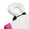 3-Zone Foldable Massage Table Aluminum White and Pink - White