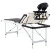 4-Zone Foldable Massage Table Aluminum Black and White - Black