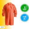 Red Lab Coat Unisex Disposable Polyethylene Labcoat XL size Liquid-Proof Workwear Non-Woven Visitor Coat PE Coated Industrial Grade Coats for Men Wome