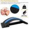 Back Massage Stretching Device Multi-Level Lumbar Spinal Support Stretcher Herniated Disc Upper Lower Back Pain Relief - Black & Blue