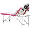 4-Zone Foldable Massage Table Aluminum White and Pink - White