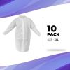 Disposable Gowns XX-Large. Pack of 10 Adult Surgical Gowns. 35 gsm Polypropylene Lab Coat Disposable Collar Gowns with Long Sleeves and Elastic Wrists