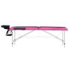 2-Zone Foldable Massage Table Aluminum Black and Pink - Black