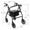 Four Wheel Walker Rollator with Fold Up Removable Back Support YF - Black