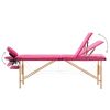 Foldable Massage Table 3 Zones Wood Pink - Pink