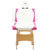 Foldable Massage Table 4 Zones Wood White and Pink - White