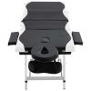 4-Zone Foldable Massage Table Aluminum Black and White - Black