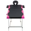 2-Zone Foldable Massage Table Aluminum Black and Pink - Black