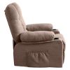 Vanbow.Recliner Chair Massage Heating sofa with USB and side pocket 2 Cup Holders (Brown) - as Pic